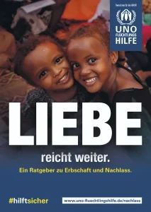 Titelseite Infobroschüre Uno Flüchtlingshilfe - Ein Ratgeber zu Erbschaft und Nachlass